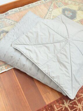 light gray lambwolf collective dog bed and blanket large